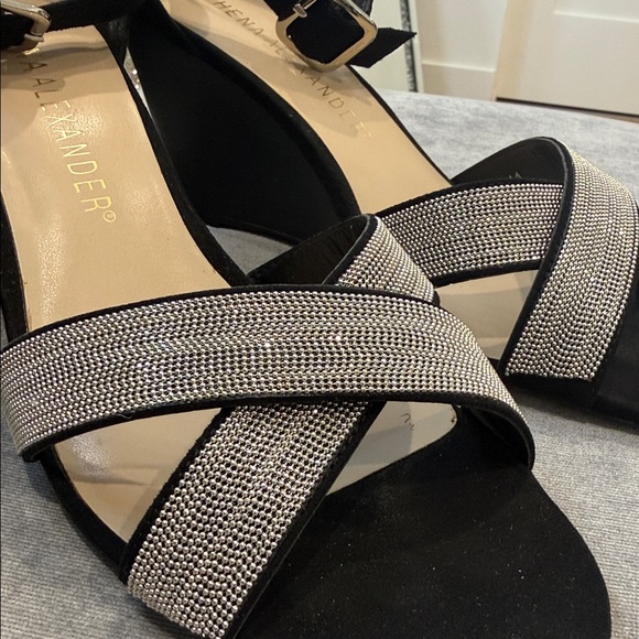 Athena Alexander Black and Silver Wedge Sandals - Picture 12 of 13